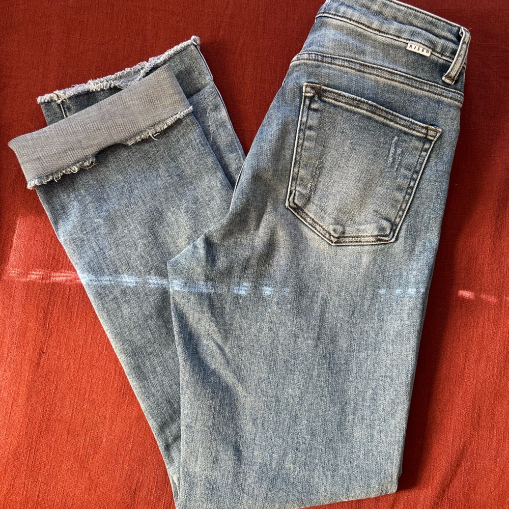 Risen Stretchy Medium Colored Denim Jeans